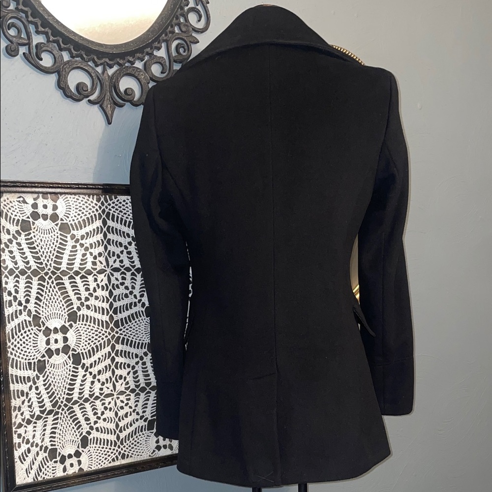 Calvin Klein Collection Black Wool Peacoat with Notched Collar - Picture 3 of 7